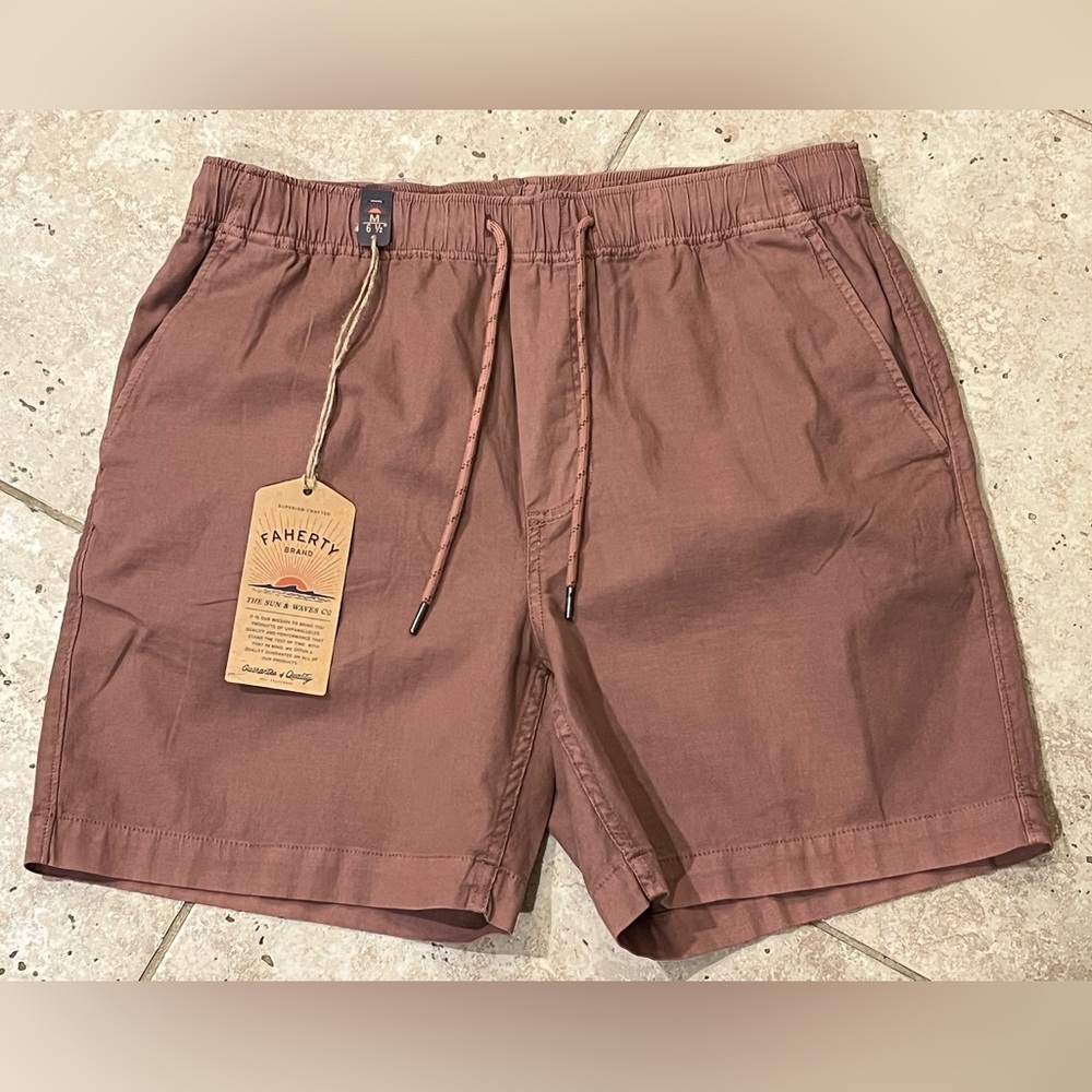 Faherty Red Pink ESSENTIAL DRAWSTRING SHORTS $108 NWT NEW Men’s M Medium Cotton